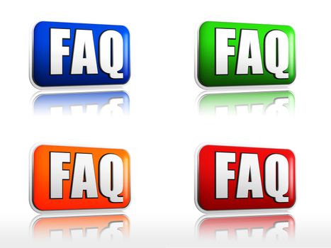 Four color buttons FAQ red, blue, orange, green