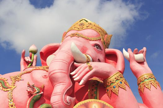 Antique ganesh statue in Wat Sman Rattanaram in Chachoengsao province at thailand.