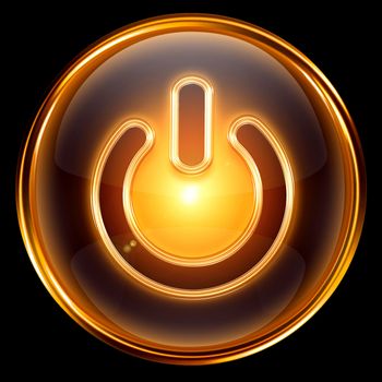 Power icon gold, isolated on black background