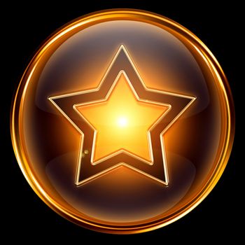star icon gold, isolated on black background 