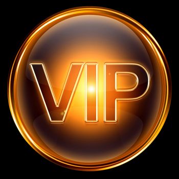 Vip icon gold, isolated on black background 