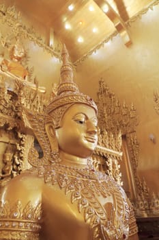 Buddha statue at Wat Paknam Joelo in Chachoengsao province at thailand.