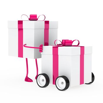 christmas pink figure push gift box vehicle