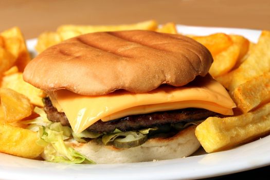 cheeseburger with french fries