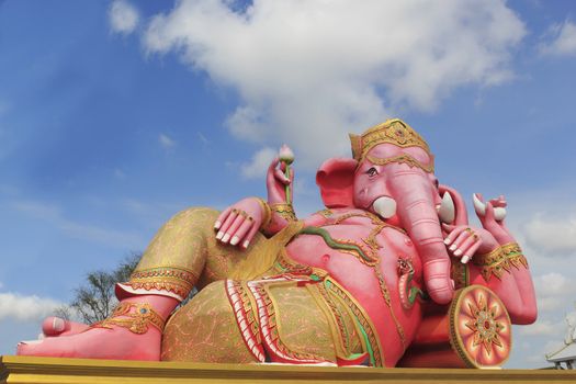 Antique ganesh statue in Wat Sman Rattanaram in Chachoengsao province at thailand.