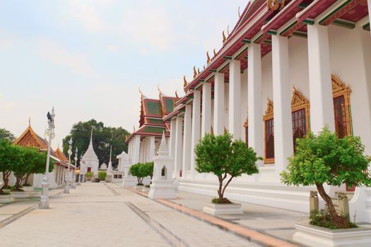 Path beside the church in the thai temple.