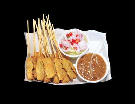 Traditional Thai style grilled pork, Pork Satay.