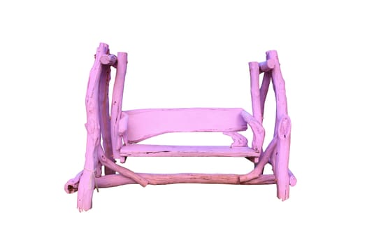 Pink wooden rocking chair on white background. (clipping path)