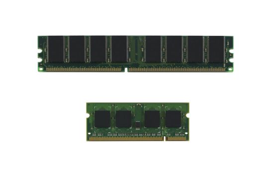 Stack of computer memory modules isolated on a white background 