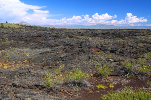 Otherworldly volcanic landscape at Craters of the Moon National Monument of Idaho.