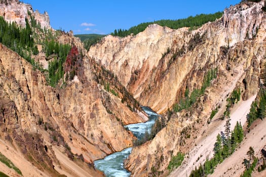 Amazing Grand Canyon of the Yellowstone River on a beautiful summer day.