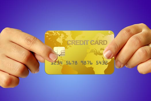 Credit card in human hand