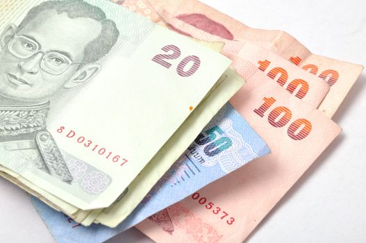 Set of Thailand money isolated on white