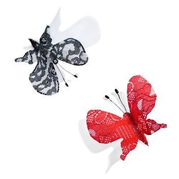 Couple decorative butterfly on the white background.