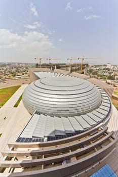 A viwe of the roof of the newly constructed African Union Hall in Addis Ababa, Ethiopia