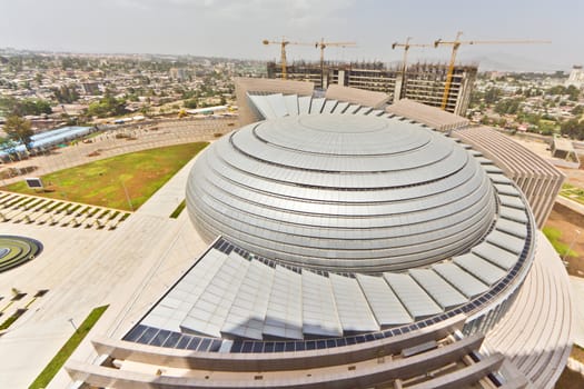 A viwe of the roof of the newly constructed African Union Hall in Addis Ababa, Ethiopia
