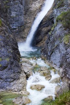 Waterfall in the Pollat Gorge near the castle "Neuschwanstein" in Bavaria 