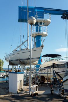 crane in yachts service and shipyard in port Croatia