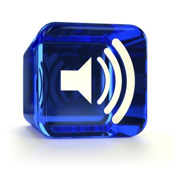 Blue glass Sound On computer icon. Part of an icon set.