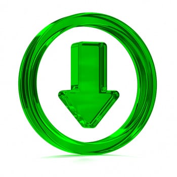 Green glass download symbol. Part of a series.