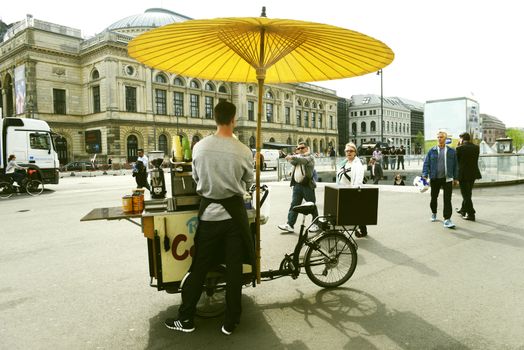 Mobile coffee booth in Copenhagen, Denmark. Taken on May 2012