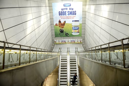 Interior of Copenhagen metro station. Taken on 2012