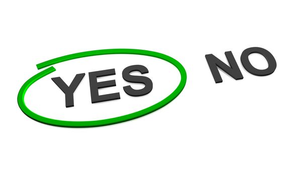 The choice between yes or no, marked yes