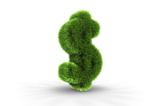 3D illustration of grass dollar sign, isolated on white background