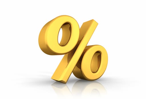 3D illustration of gold percent, isolated on white background