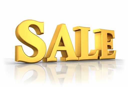 Gold word sale, isolated on white background