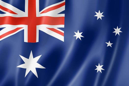 Australia flag, three dimensional render, satin texture