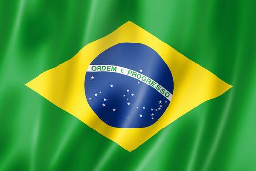 Brazil flag, three dimensional render, satin texture