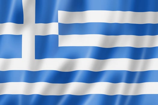 Greece flag, three dimensional render, satin texture