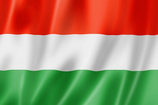 Hungary flag, three dimensional render, satin texture