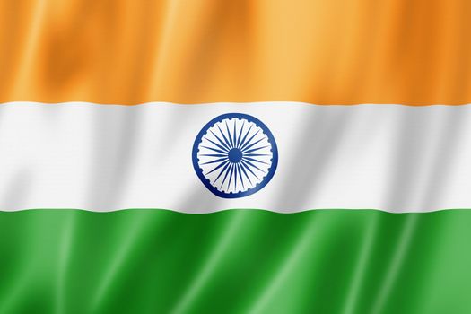 India flag, three dimensional render, satin texture