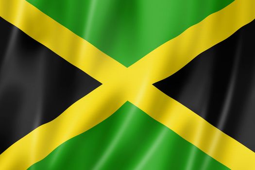 Jamaica flag, three dimensional render, satin texture