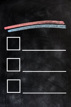 Blank form on a blackboard background
