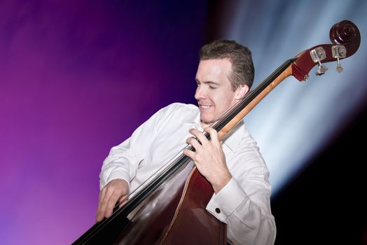 Bassist Tom McMahon playing at the National Art Centre in Ottawa, Canada.
