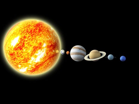 Illustration of our solar system. - 3D REnder Maps from http://planetpixelemporium.com/