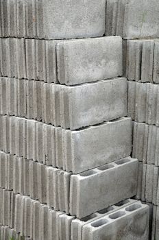 Grey bricks used for building a house