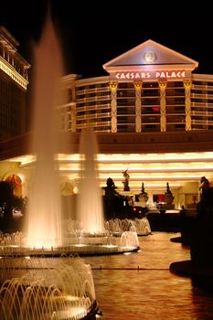 Las Vegas, USA - November 30, 2011: Caesars Palace is a large hotel and casino that opened in the 1960's in Las Vegas.  The buildings and decorations have a Roman Empire theme.