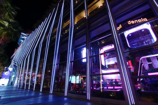 Las Vegas, USA - November 30, 2011: The Cosmopolitan of Las Vegas is a casino and hotel that opened in 2010 on the famous Las Vegas Strip.  Pictured here is the entrance on the corner of Las Vegas Boulevard.