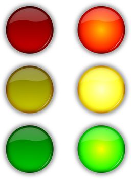 Glossy web security on off traffic lights buttons set