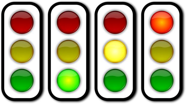 Glossy web security on off traffic ligths buttons set