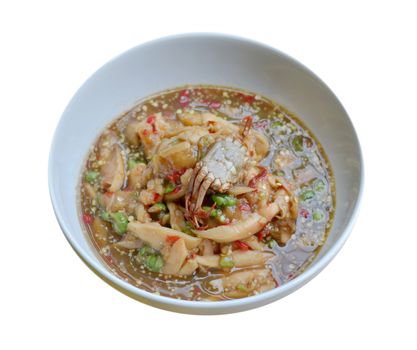  santol salad with steamed crab on white  , 