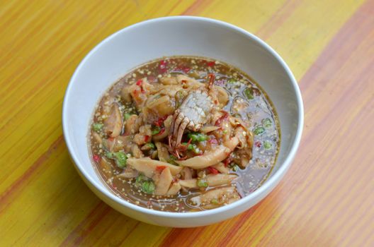 santol salad with steamed crab , Thai spicy salad