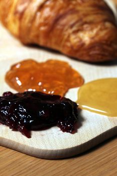 morning croissant with fruit jams