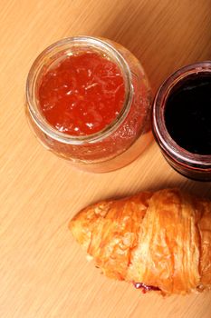 morning croissant with fruit jams