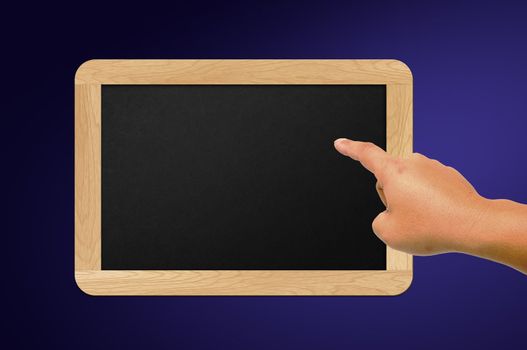 Hands and blackboard 