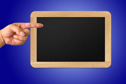 Hands and blackboard 